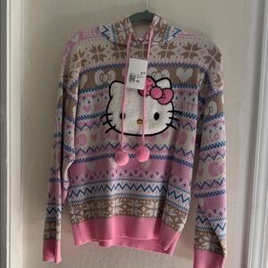 Forever 21 Hello Kitty Pink Beige Patterned Hoodie Sweater